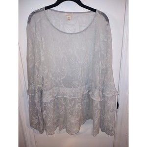 Sundance babydoll sheer silver top